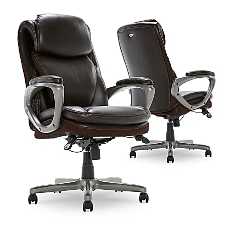 Serta Smart Layers Brinkley Ergonomic Bonded Leather High Back Executive  Chair BrownSilver - Office Depot