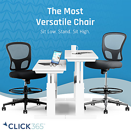 Click365 Perch Mesh Drafting Chair With Back Black Office Depot