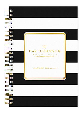 Blue Sky™ Day Designer Daily/Monthly Planner, 8" x 5", Black Rugby Stripe, January To December 2021, 124841