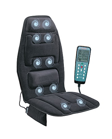 Relaxzen® 10-Motor Massage Cushion With Heat, 44"H x 19"W x 2"D, Charcoal Gray