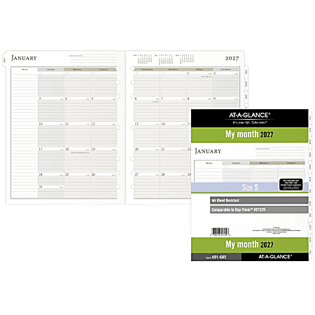 AT A GLANCE 2027 Monthly Planner Refill Loose Leaf Folio Size 8 12 x 11 ...