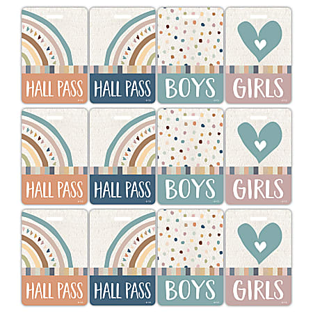 Teacher Created Resources Hall Passes With Lanyards, 16-1/2", Everyone is Welcome, 4 Passes Per Pack, Bundle Of 3 Packs