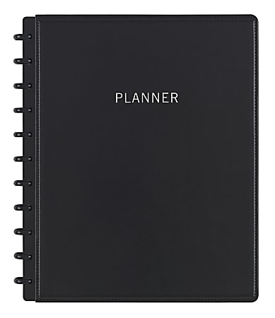 TUL® Discbound Monthly Planner Starter Set, Undated, Letter Size, Leather Cover, Black