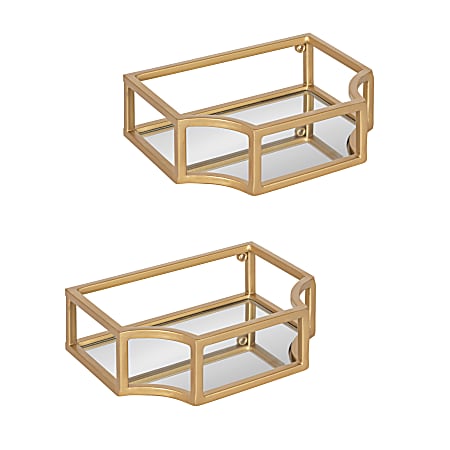 Kate And Laurel Ciel Wall Shelves, 2-1/2”H x 8”W x 6”D, Gold, Set Of 2 Shelves