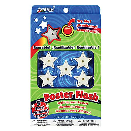 ArtSkills® Peel & Stick Poster Lights, White Stars, Pack Of 5
