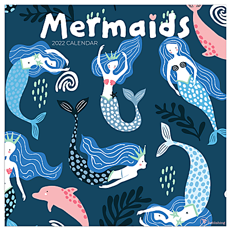 TF Publishing Arts & Entertainment Monthly Wall Calendar, 12" x 12", Mermaids, January To December 2022