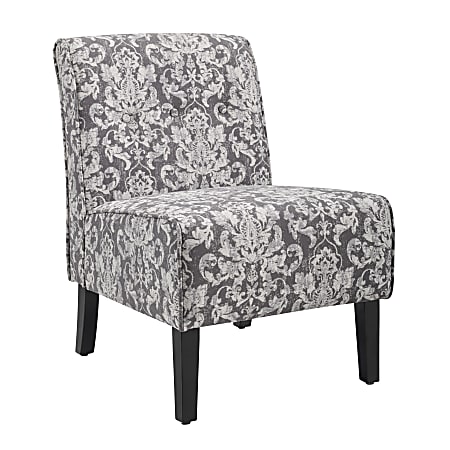 Linon Winston Accent Chair, Gray Damask/Black