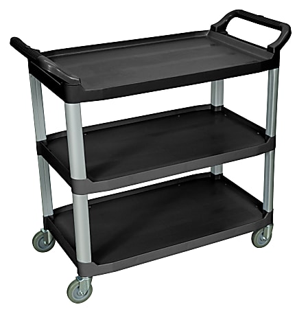 Luxor 3-Shelf Serving Cart, 37 1/4"H x 40 1/2"W x 19 3/4"D, Black
