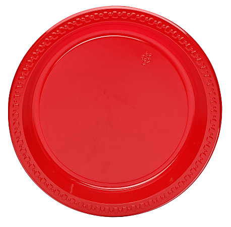 Highmark® Plastic Plates, 10", Red, Pack Of 125