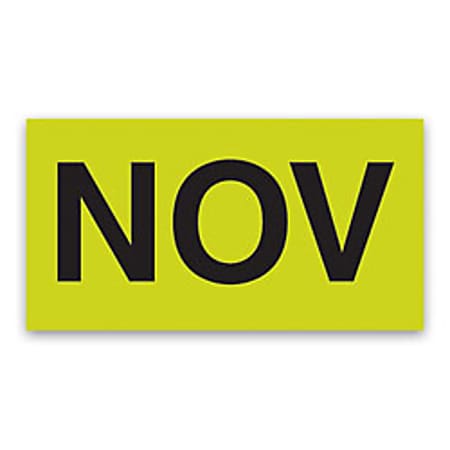 Tape Logic® Permanent Inventory Label Roll, Month-Style, "NOV," 3" x 2", Green, Roll Of 500