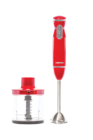 Chefman® Hand Blender With Food Chopper, 300-Watt, Red