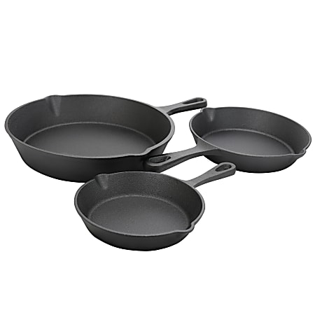 Gibson Home Addlestone 3 Piece Pre Seasoned Cast Iron Skillet Set