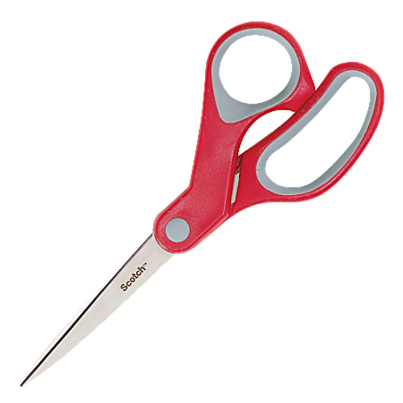 Great Value, Scotch® Multi-Purpose Scissors, 8 Long, 3.38 Cut Length,  Gray/Red Straight Handle by 3M/COMMERCIAL TAPE DIV.