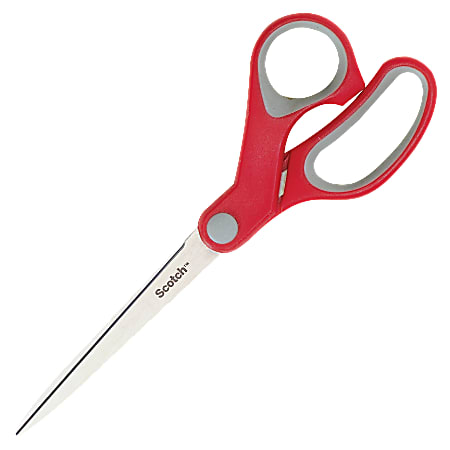 Scotch® Multipurpose Scissors, 8", Pointed, Gray/Red