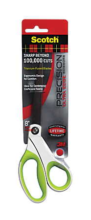 Scotch™ Precision Ultra Edge Titanium Scissors, 8", White/Green