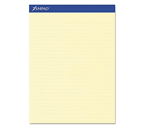 Ampad Top-bound Green Tint Ruled Writing Pads - 50 Sheets - 15 lb Basis Weight - 8 1/2" x 11 3/4" - 11.8" x 8.5" x 0.3" - Canary Paper - Micro Perforated, Easy Tear, Chipboard Backing - 1Dozen