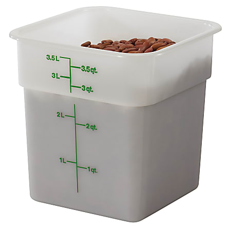Food Storage Container, 4 Qt, Plastic, White, Square, Cambro 4SFSP148