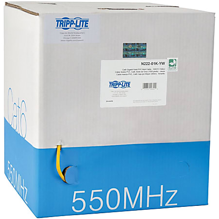 Eaton Tripp Lite Series Cat6 Gigabit Solid Core UTP PVC Bulk Ethernet Cable, Yellow, 1000 ft. (304.8 m), TAA - N22201KYW