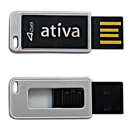 Ativa® 4GB Thin USB Flash Drive, Black