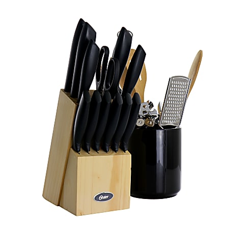 5 Piece Cutlery Knife Set with Block Stainless Steel Black Kitchen Set