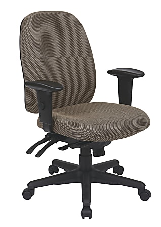 Office Star® Work Smart Ergonomic Multifunction High-Back Chair, 38 1/4"H x 25"W x 25 1/5"D, Taupe/Black