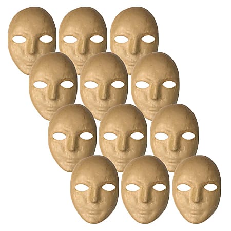 Creativity Street Papier Mache Masks, 8" x 5-1/4", Tan, Pack Of 12 Masks