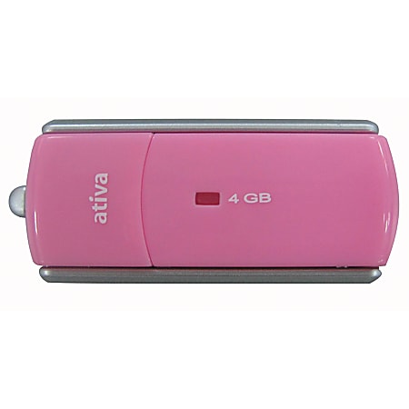 Ativa® Flip-Top USB Flash Drive With ReadyBoost™, 4GB, Pink