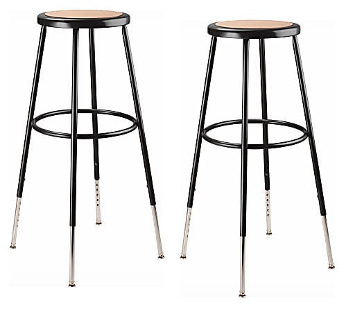 National Public Seating® 6200 Series Adjustable-Height Stools, Black, Pack Of 2 Stools