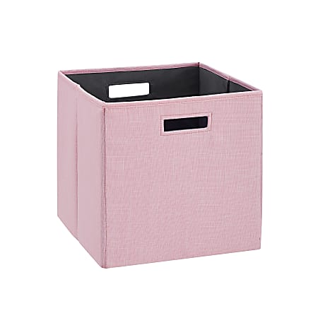 Linon Emmet Storage Bins, 13”H x 13”W x 13”D, Pink, Set Of 2 Bins
