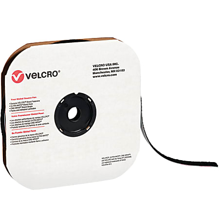 VELCRO® Brand Loop Tape, Strips, 1/2" x 75', Black