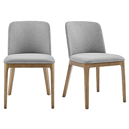 Eurostyle Tilde Fabric Side Accent Chairs, Light Gray/Walnut, Set Of 2 Chairs