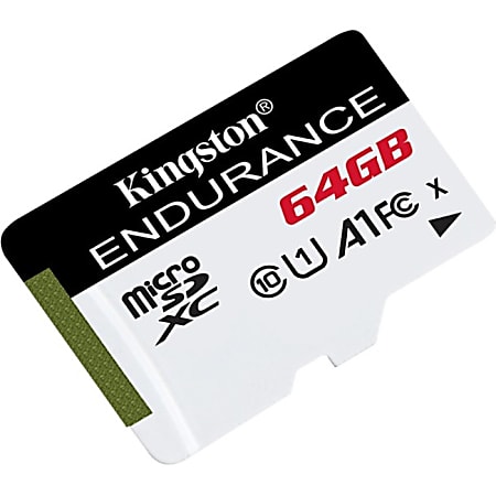 Kingston High Endurance SDCE 64 GB Class 10/UHS-I (U1) microSDXC - 1 - 95 MB/s Read - 30 MB/s Write - 2 Year Warranty