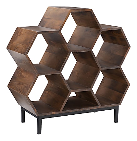 Powell Gorrman 34"H Cubby Bookshelf, Hazelnut/Black