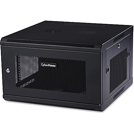CyberPower CR6U61001 Wall Mount Enclosure - 6U 19" Wall Mount Enclosure, 600mm wide, 600mm deep, hex perforated metal door, side panels, locking doors/panels, black, 132lbs (60kg) loading capacity, 5 year warranty