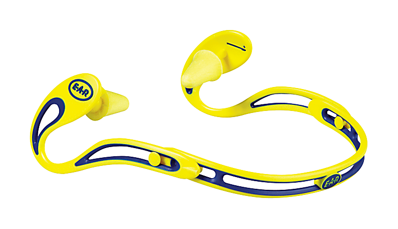 E-A-R Swerve Banded Corded Hearing Protectors - Lightweight, Durable, Ergonomic Design, Comfortable, Flexible - Noise, Noise Reduction Rating Protection - Foam Earplug, Plastic, Acrylonitrile Butadiene Styrene (ABS), Polyurethane - Yellow - 1 Each