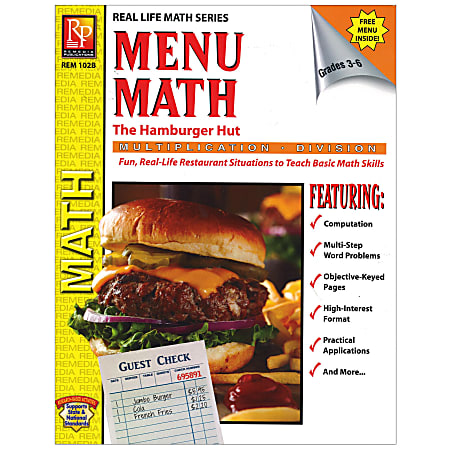 Remedia Publications Menu Math Book, The Hamburger Hut Multiplication & Division, Grade 3 To 6