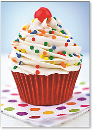 Viabella Birthday Greeting Card With Envelope, Frosting Cupcake, 5" x 7"