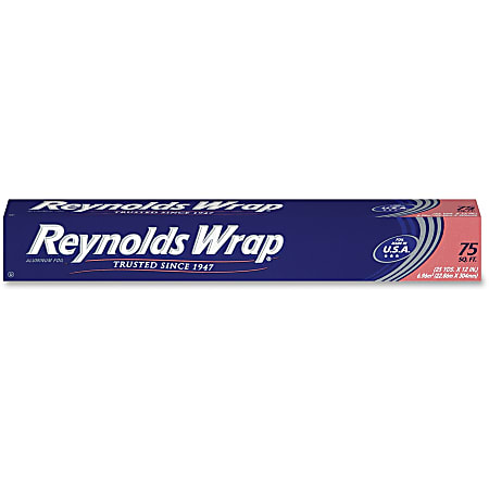 Pactiv Reynolds Standard Aluminum Foil Roll - 12" Width x 75ft Length - 75 feet/Roll - Moisture Proof, Odorless, Grease Proof, Durable, Heat Resistant, Cold Resistant - Aluminum - Silver