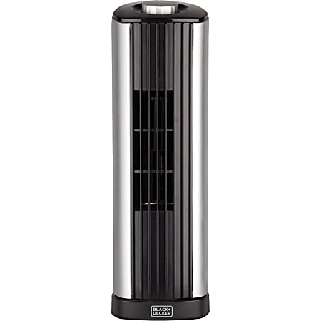 Black+Decker BFT114 14-Inch Mini Tower Fan - 3 Speed - 90° Oscillation, Air Circulation - 13.5" Height x 4.2" Width x 4.3" Depth - Black