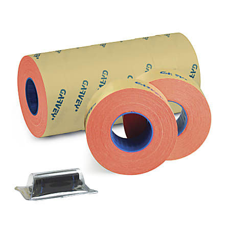 Garvey Price Marking Labels, Fluorescent Red, 1,200 Labels Per Roll, Pack Of 9 Rolls