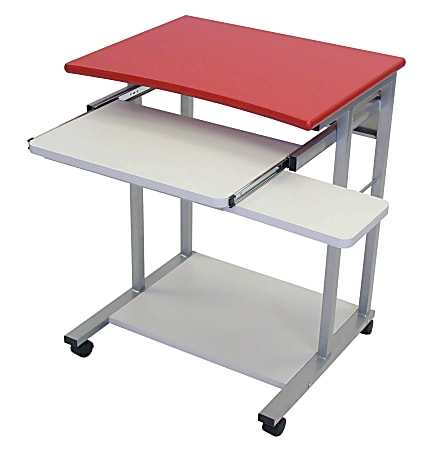Luxor® Mobile Computer Desk Collection, Red/Light Gray