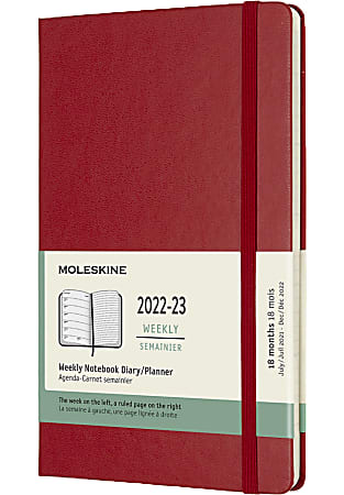 Moleskine Hardcover 18-Month Weekly Planner, 5" x 8-1/4", Red, July 2022 to December 2023, 80565988512