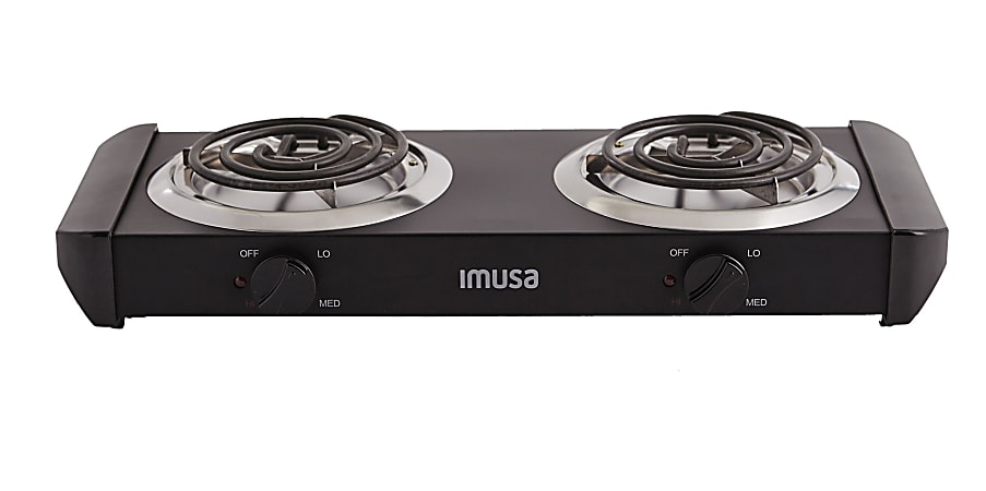 IMUSA Electric Stove With Double Burners, 4"H x 22-1/2"W x 9-11/16"D, Black