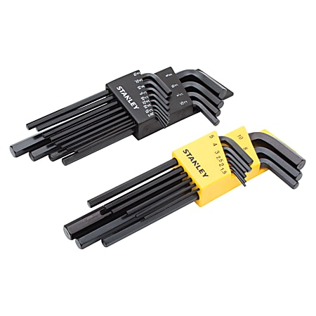 Stanley 22-Piece Long-Arm Metric And SAE Hex Key Propeller Turner Set, Black