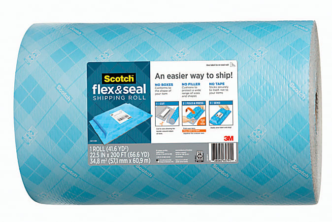Scotch® Flex & Seal Shipping Roll, 22-1/2" x 200', Light Blue