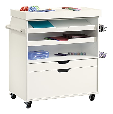 Sauder® Craft Pro Mobile Craft Cart, 36"H x 37 1/4"W x 19 1/2"D, Soft White