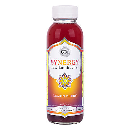 GT Synergy Organic Lemon Berry Kombucha, 10 Fl oz, Pack Of 12 Drinks
