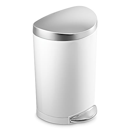 simplehuman Semi-Round Steel Step Trash Can, 2.64 Gallons,