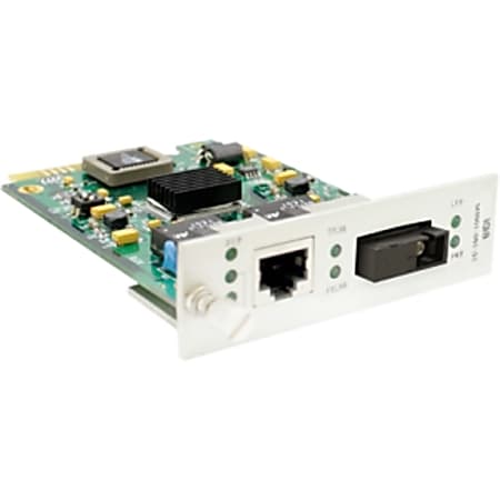 AddOn 10/100Base-TX(RJ-45) to 100Base-BXD(SC) SMF 1550nmTX/1310nmRX 20km Media Converter Card for our rack or standalone Systems