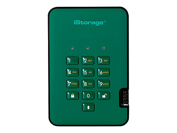 iStorage diskAshur² - Hard drive - encrypted - 1 TB - external (portable) - USB 3.1 Gen 1 - 5400 rpm - buffer: 8 MB - 256-bit AES, FIPS 197 - racing green - TAA Compliant